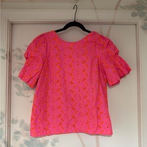 Lilly Pulitzer Pink and Orange Embroidered Top Sm